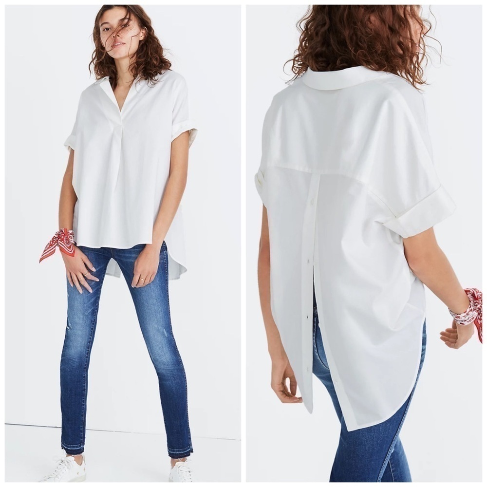 Madewell Courier Button Back Shirt in Pure White Size X-Small